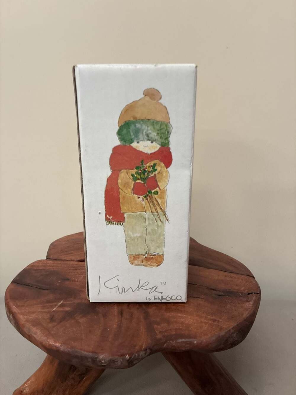 Kinka by Enesco Porcelain Figurine Girl with Hat and Bouquet 117730